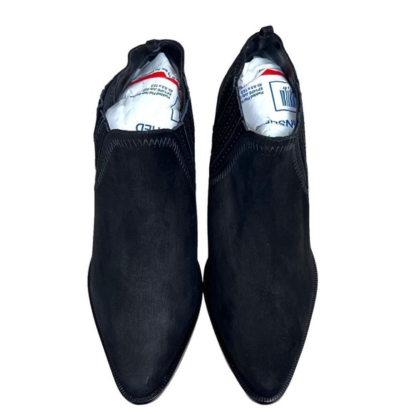 Schutz Jaqueline Bootie Black Nubuck Pull Up Side Gore Pointed Toe Women Sz 7.5B - Picture 5 of 8